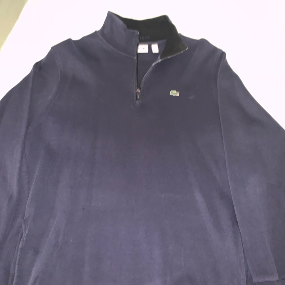 Lacoste mens 1/4 zip pullover blue size 9 4XL